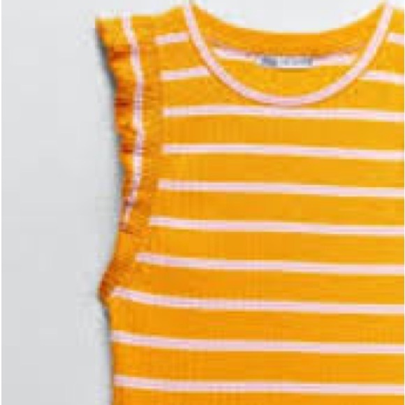 Zara Striped Ribbed Ruffle Dress size L - Picture 2 of 7